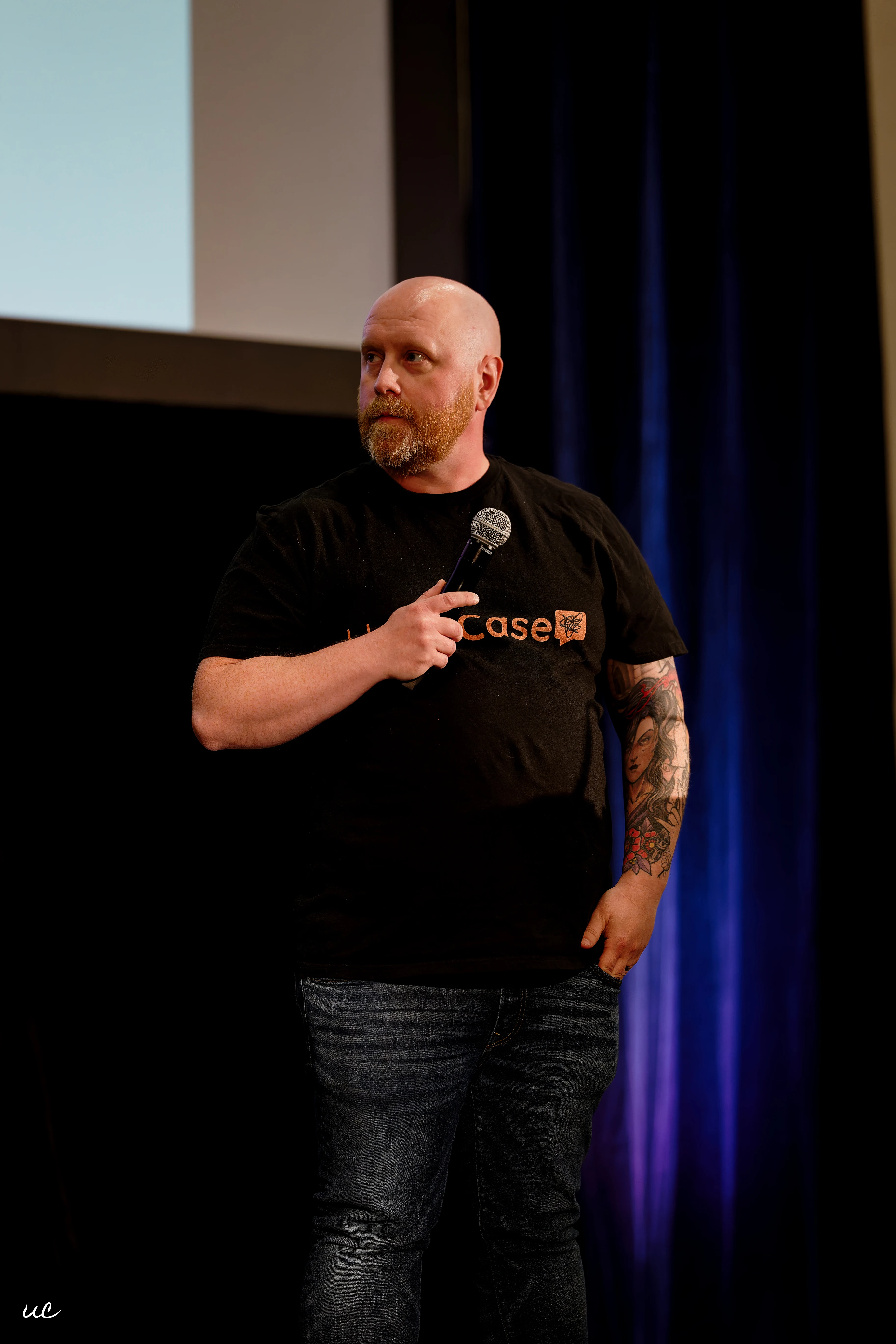 A lived-experience speaker sharing his story at a HeadCase session